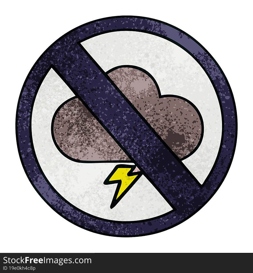 retro grunge texture cartoon of a weather warning sign