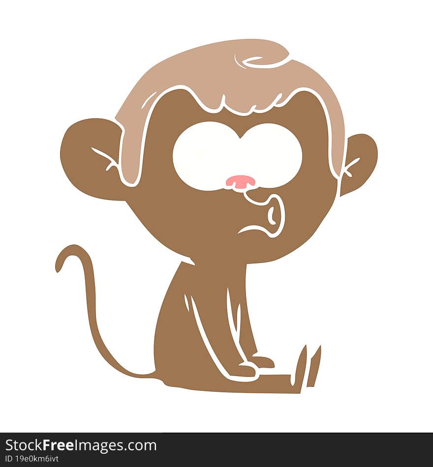 flat color style cartoon hooting monkey