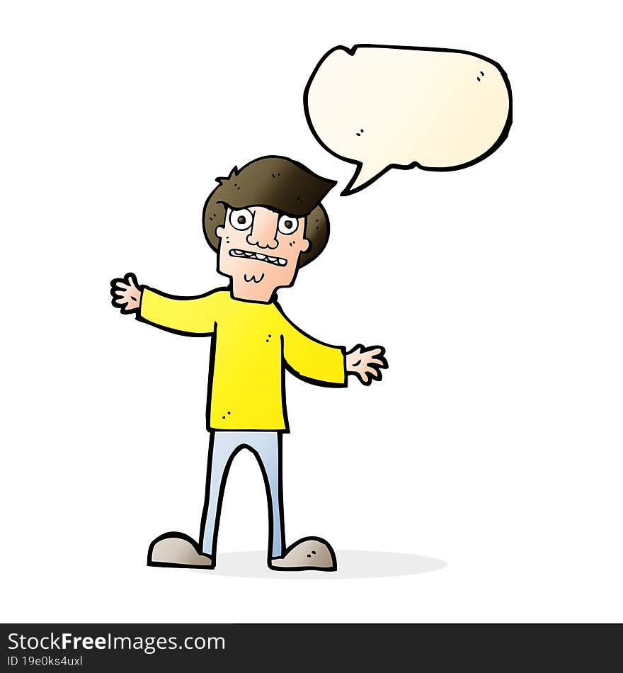 cartoon surprised man with speech bubble