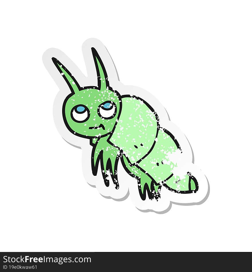 retro distressed sticker of a cartoon little bug