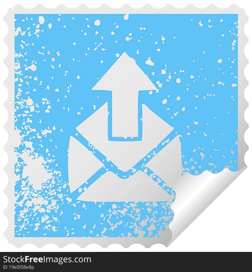 distressed square peeling sticker symbol email sign