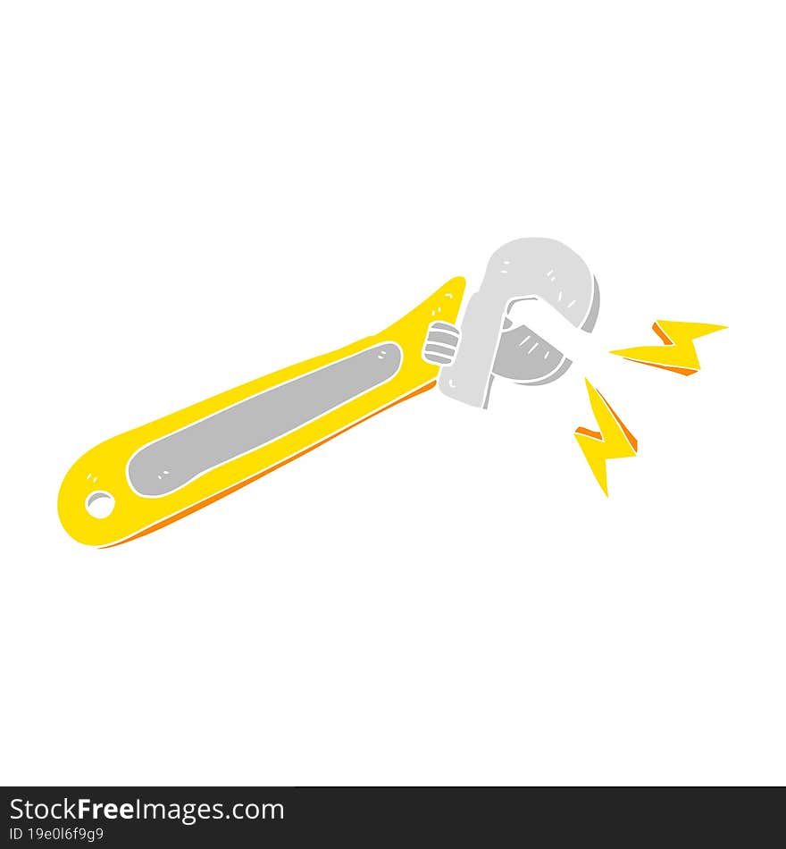 flat color illustration of a cartoon adjustable spanner