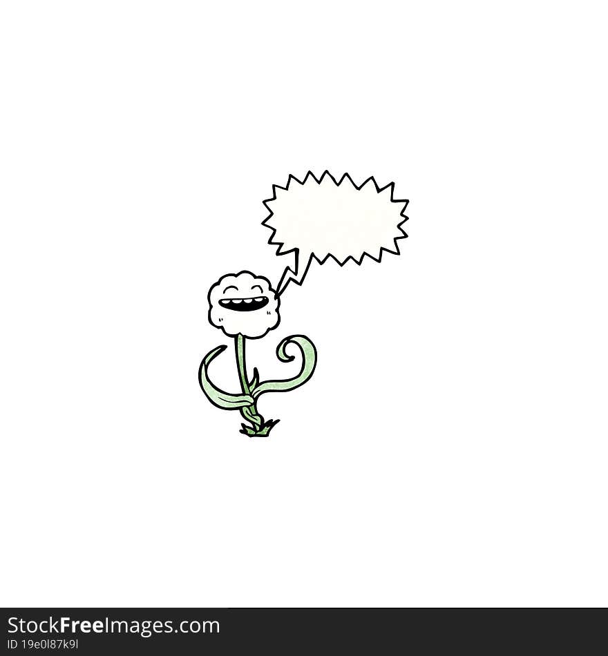 cartoon flower with speech bubble