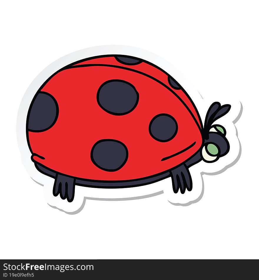 sticker of a quirky hand drawn cartoon ladybird