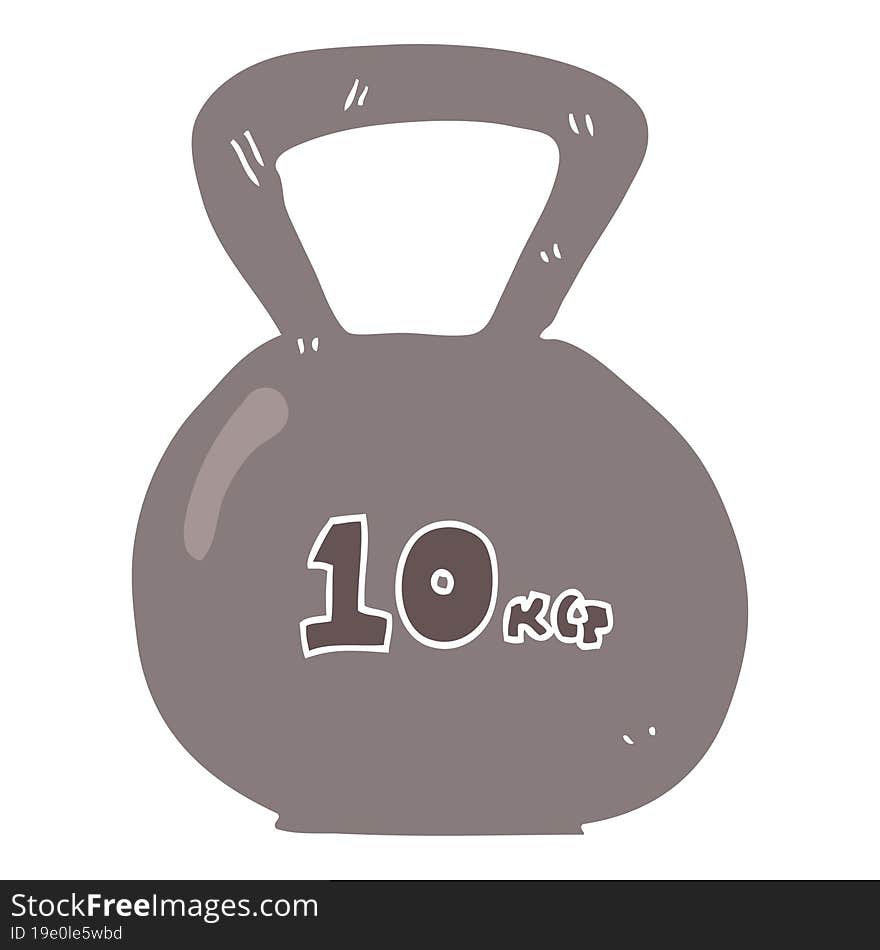 flat color illustration of a cartoon 10kg kettle bell weight