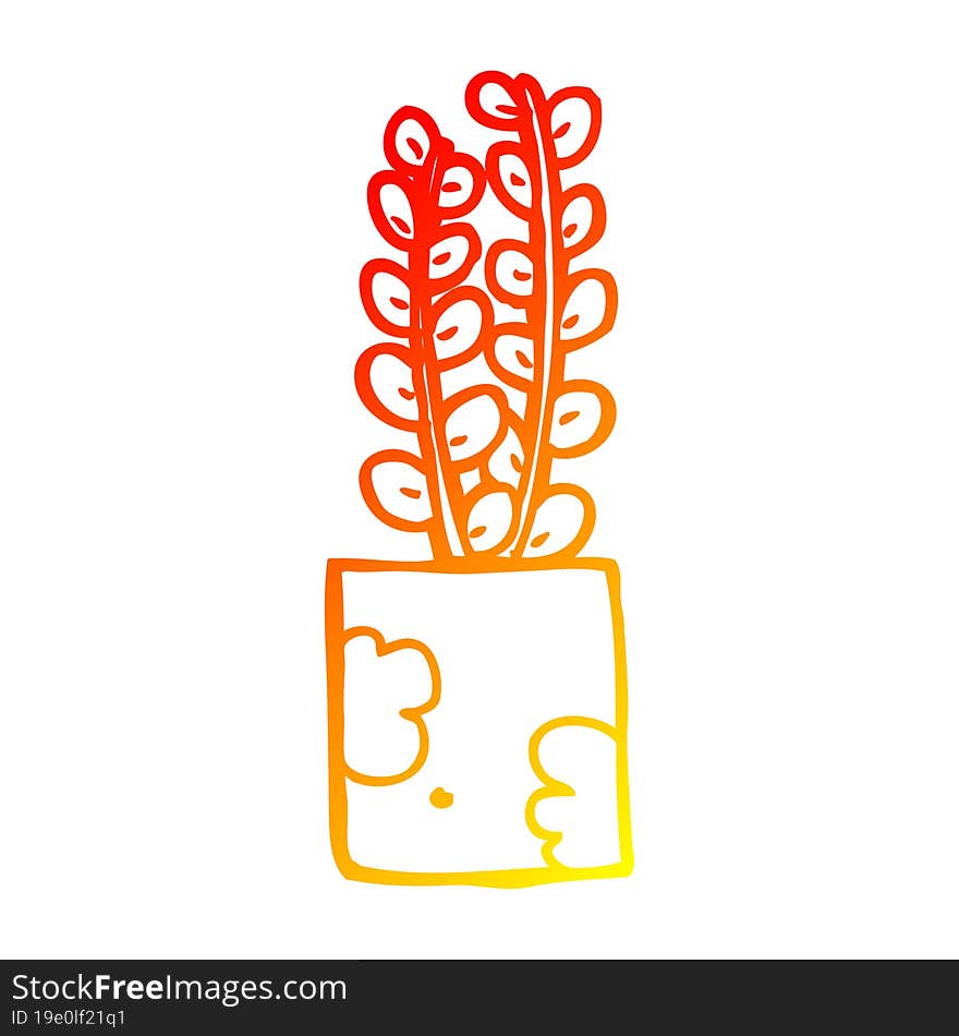 warm gradient line drawing cartoon plant