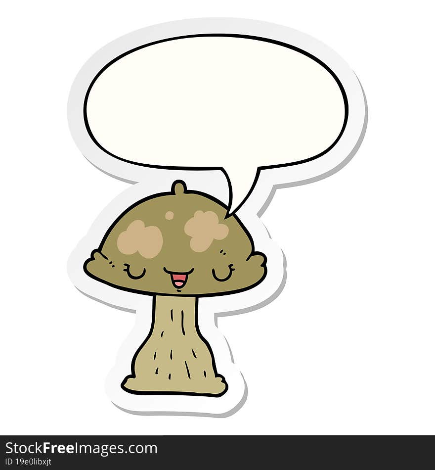 cartoon toadstool and speech bubble sticker