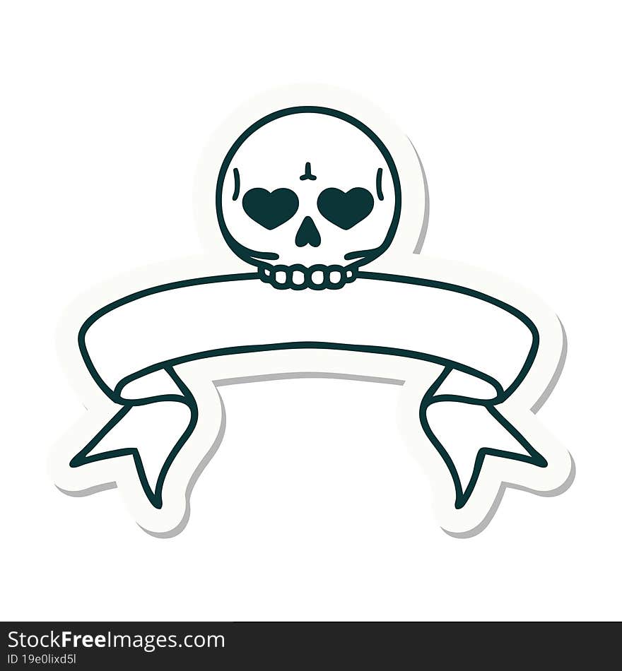 tattoo sticker with banner of a skull