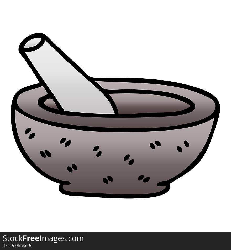 quirky gradient shaded cartoon pestle and mortar