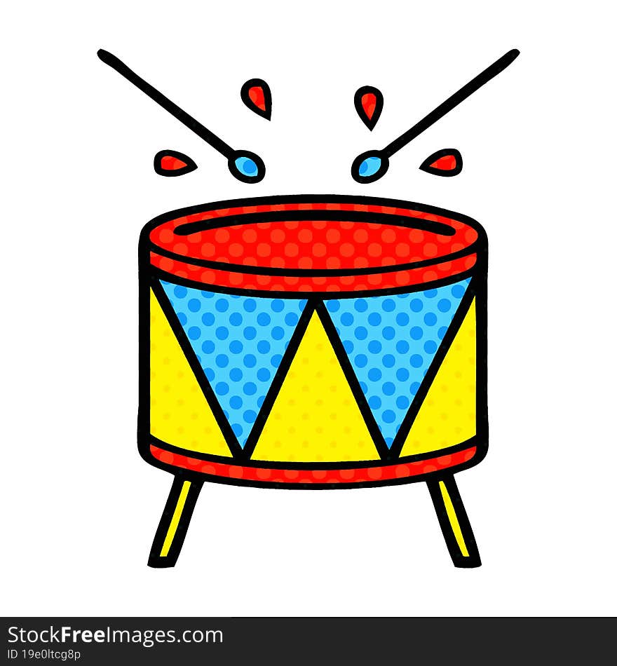 comic book style cartoon beating drum