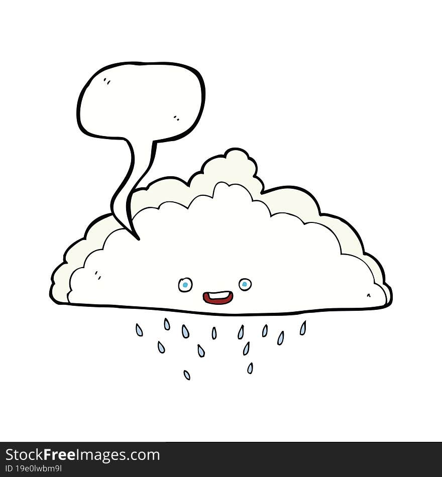 cartoon rain cloud with speech bubble