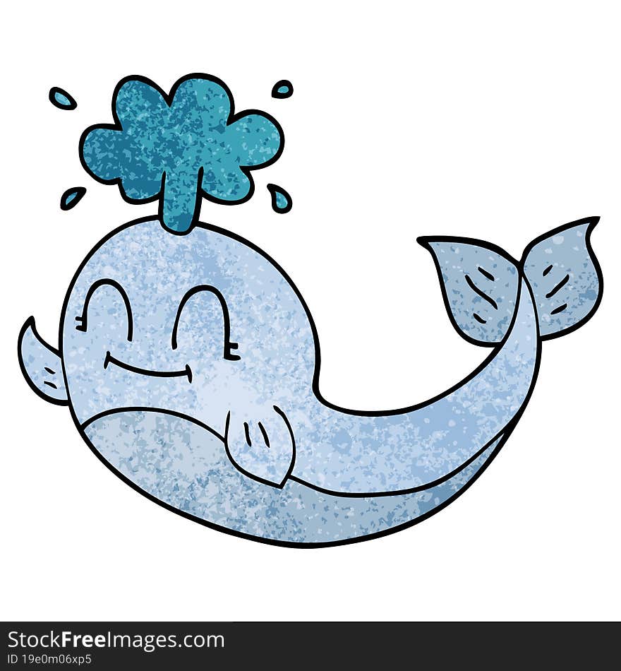 cartoon doodle of a happy whale