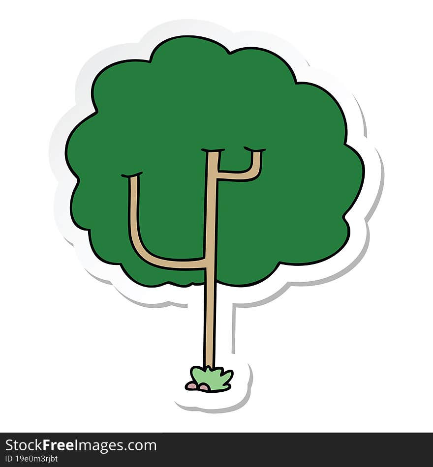 sticker of a quirky hand drawn cartoon tree