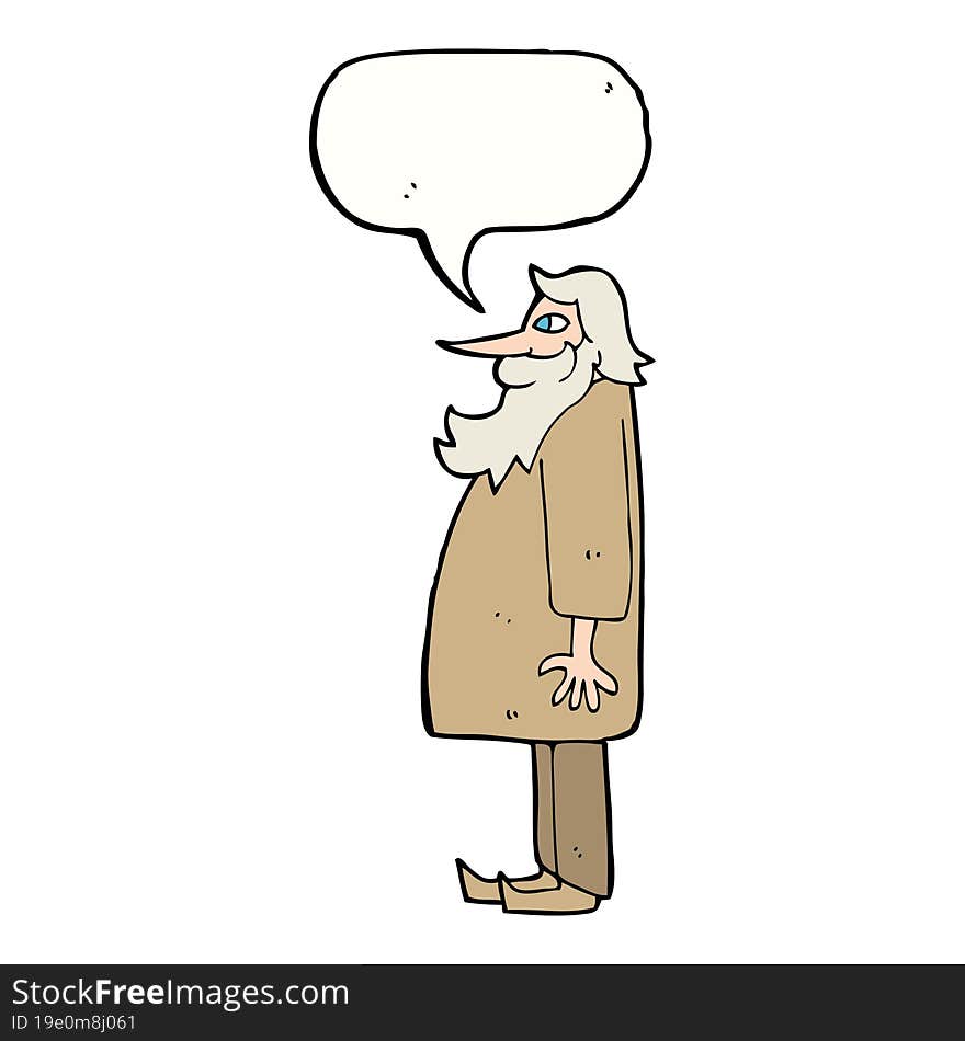 cartoon bearded old man with speech bubble