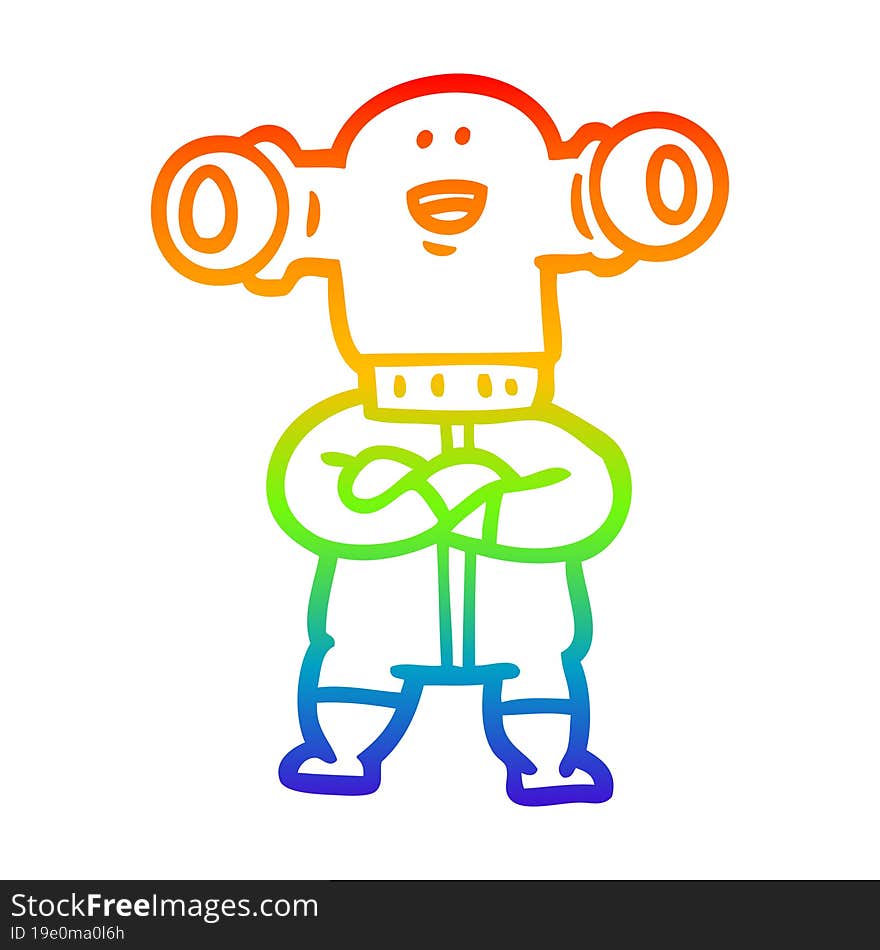 rainbow gradient line drawing of a friendly cartoon alien