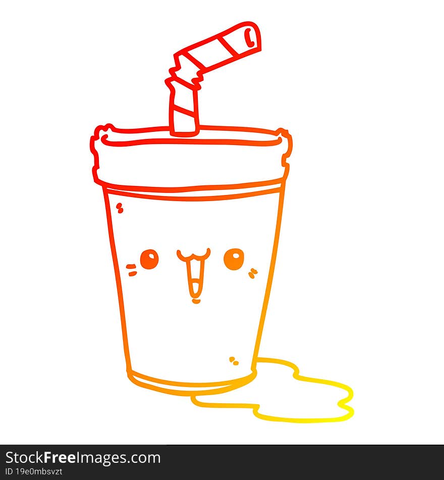 Warm Gradient Line Drawing Cute Cartoon Soda