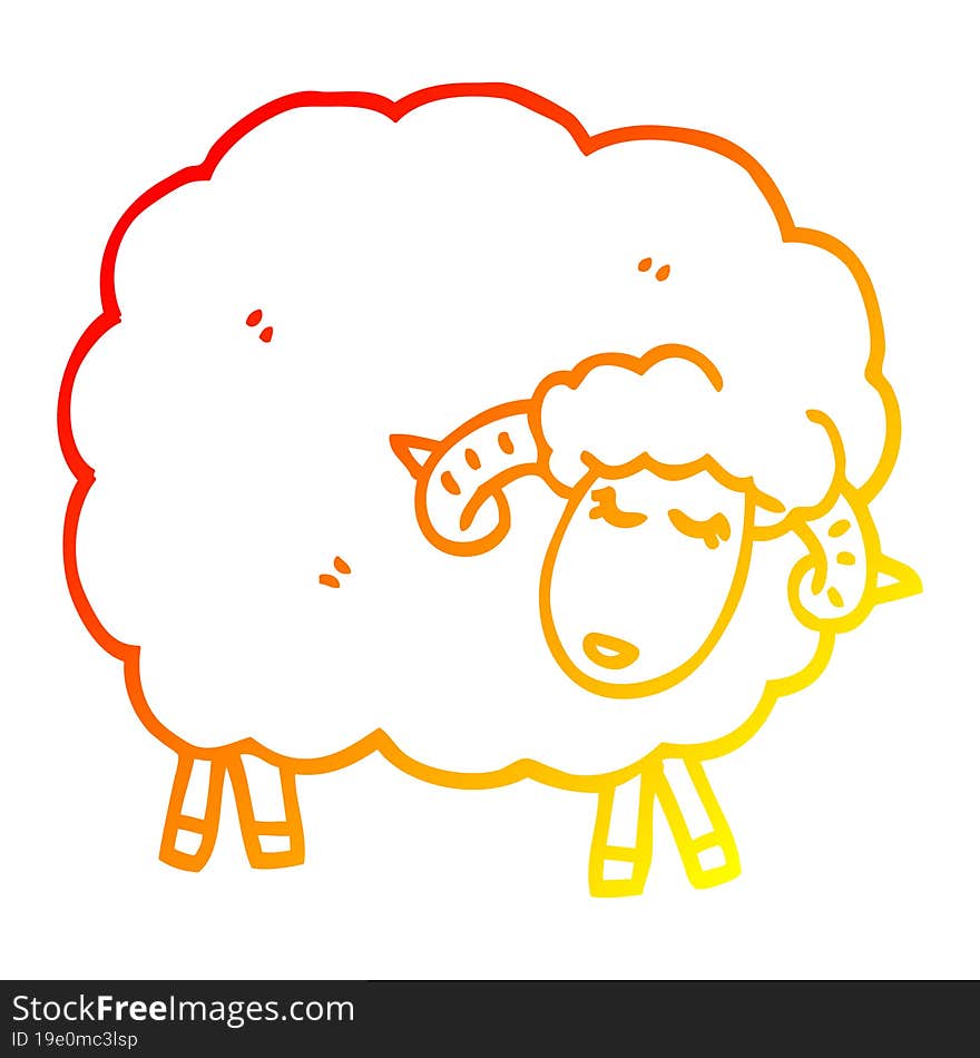 warm gradient line drawing cartoon sheep with horns