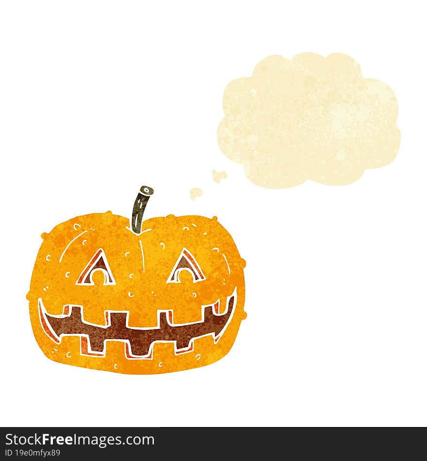 Cartoon Pumpkin With Thought Bubble