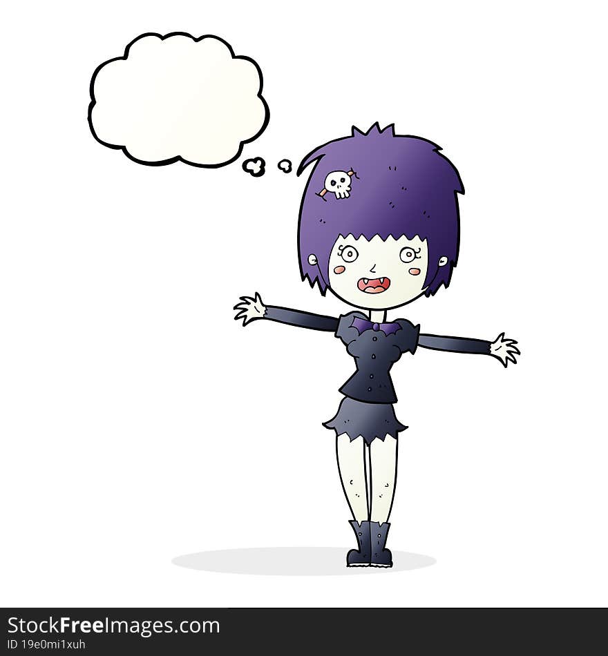 Cartoon Happy Vampire Girl With Thought Bubble