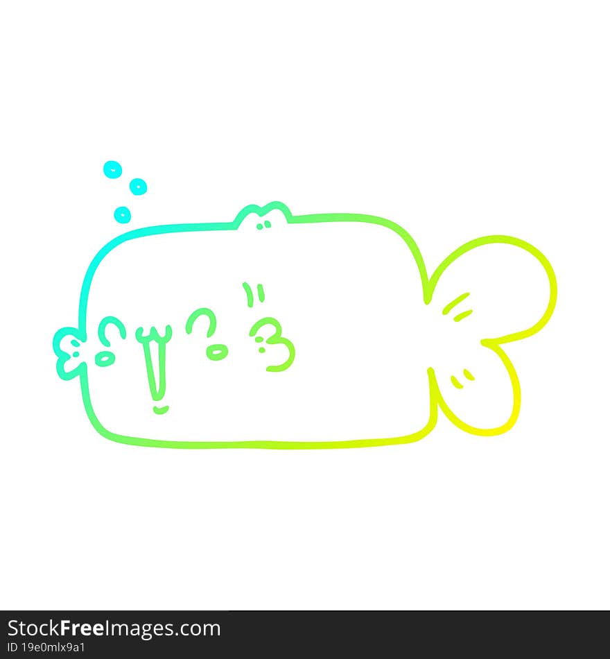 cold gradient line drawing cartoon fish