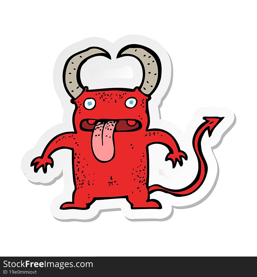 sticker of a cartoon little devil