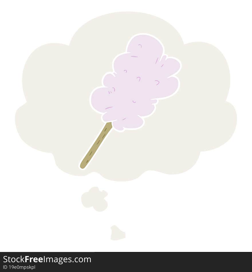 cartoon candy floss and thought bubble in retro style