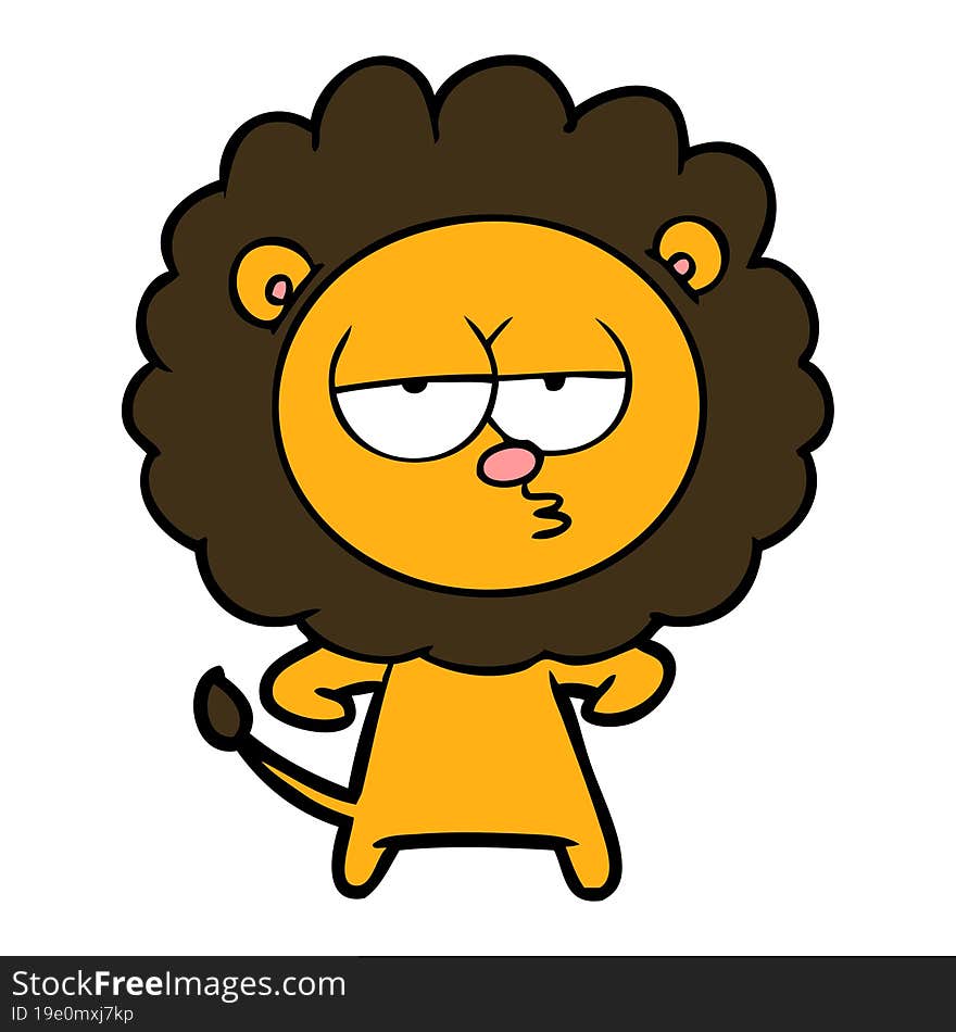 cartoon bored lion. cartoon bored lion