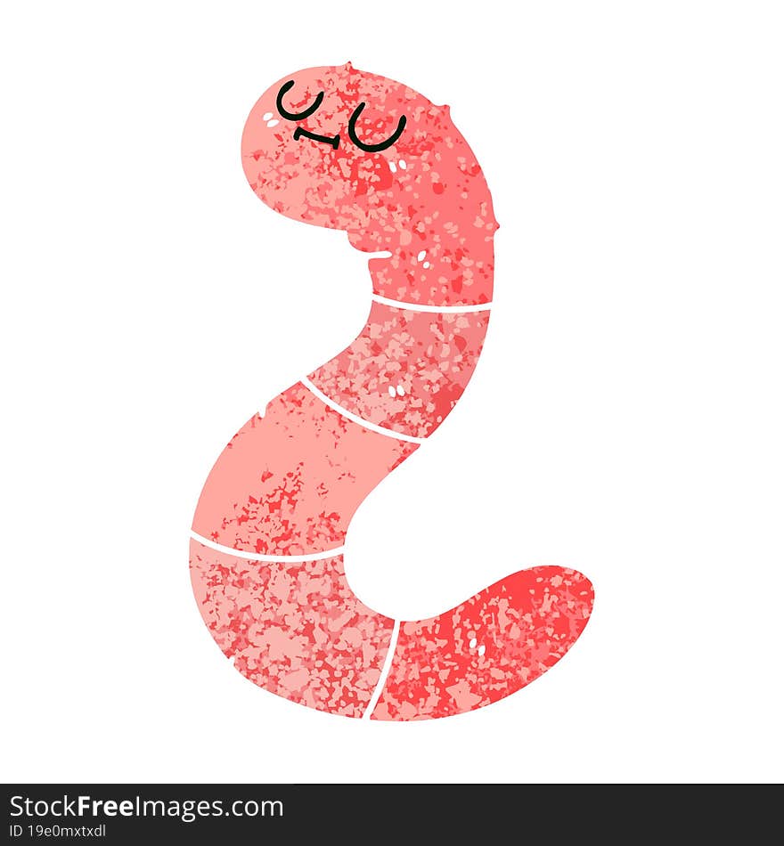 retro illustration style quirky cartoon worm. retro illustration style quirky cartoon worm