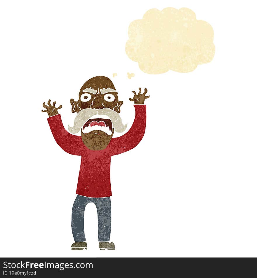 cartoon angry old man with thought bubble