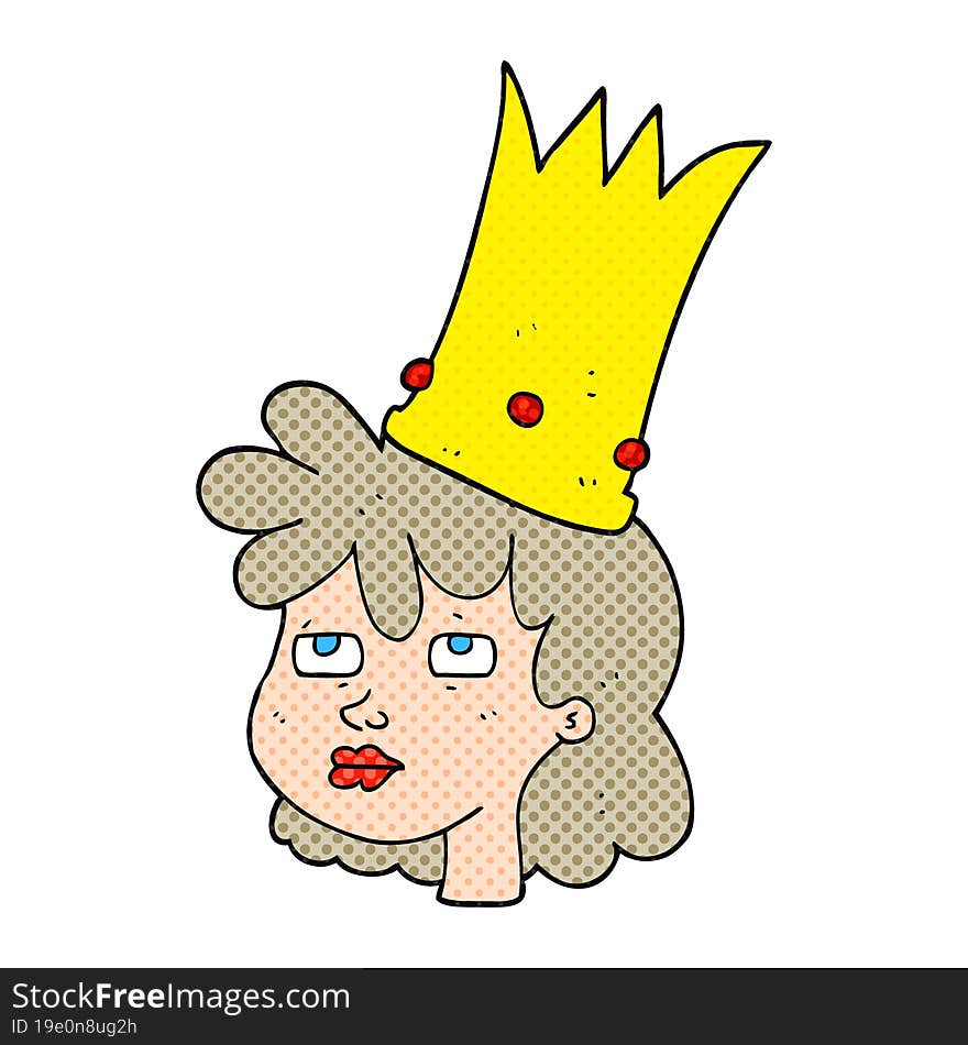 freehand drawn cartoon queen with crown