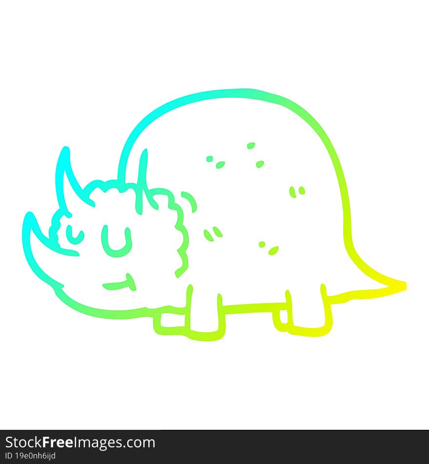 cold gradient line drawing of a cartoon prehistoric dinosaur