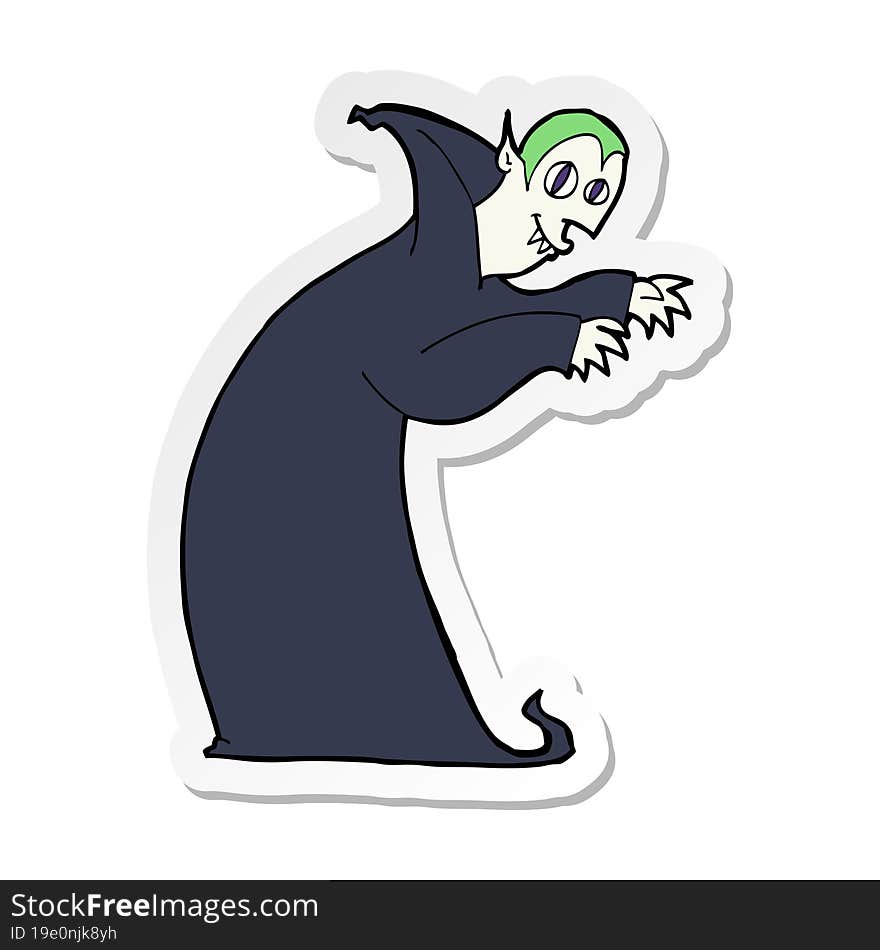 sticker of a cartoon spooky vampire