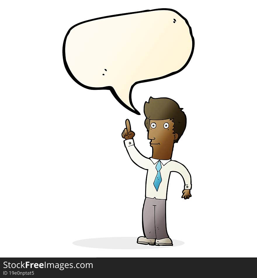 cartoon friendly man with idea with speech bubble