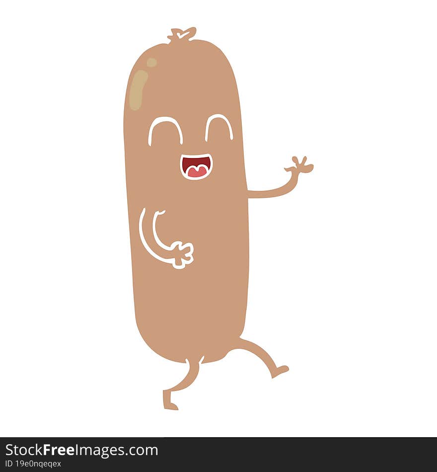 flat color style cartoon dancing sausage