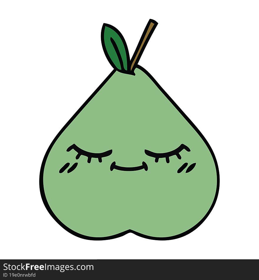 cute cartoon of a green pear. cute cartoon of a green pear