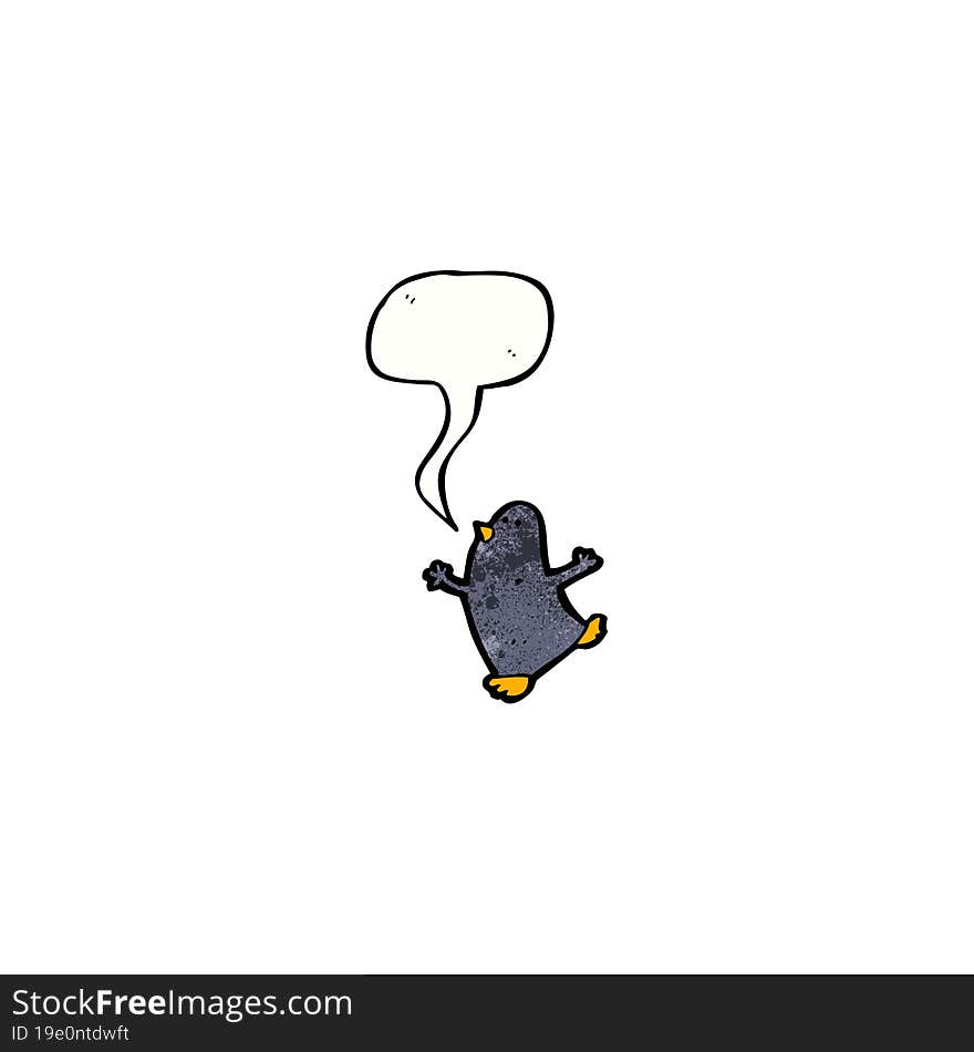 cartoon penguin with speech bubble