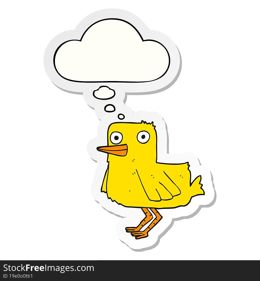 cartoon duck and thought bubble as a printed sticker