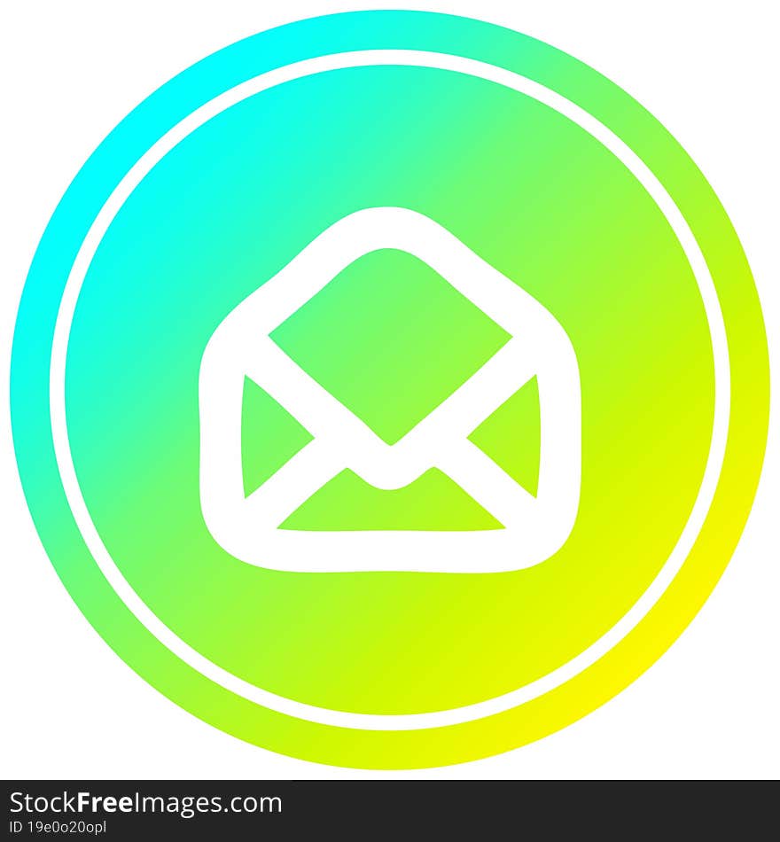 envelope letter circular in cold gradient spectrum