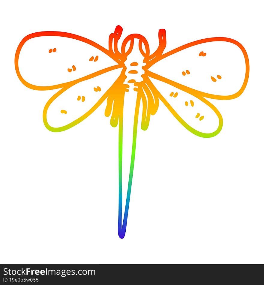 rainbow gradient line drawing of a cartoon huge insect