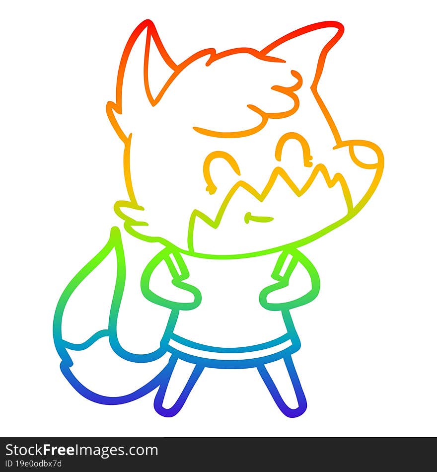 rainbow gradient line drawing cartoon friendly fox