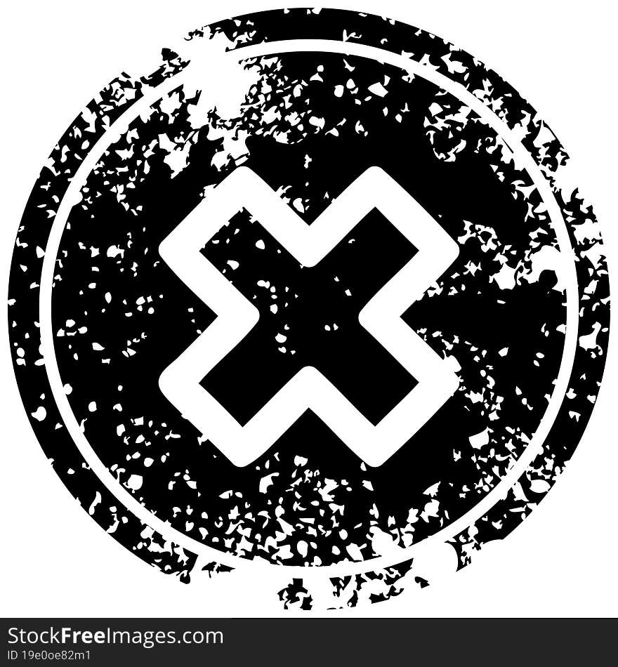 multiplication sign distressed icon symbol