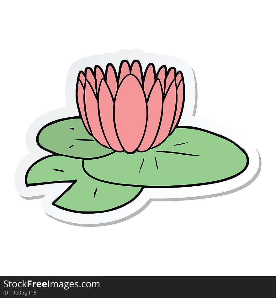 Sticker Of A Cartoon Water Lily