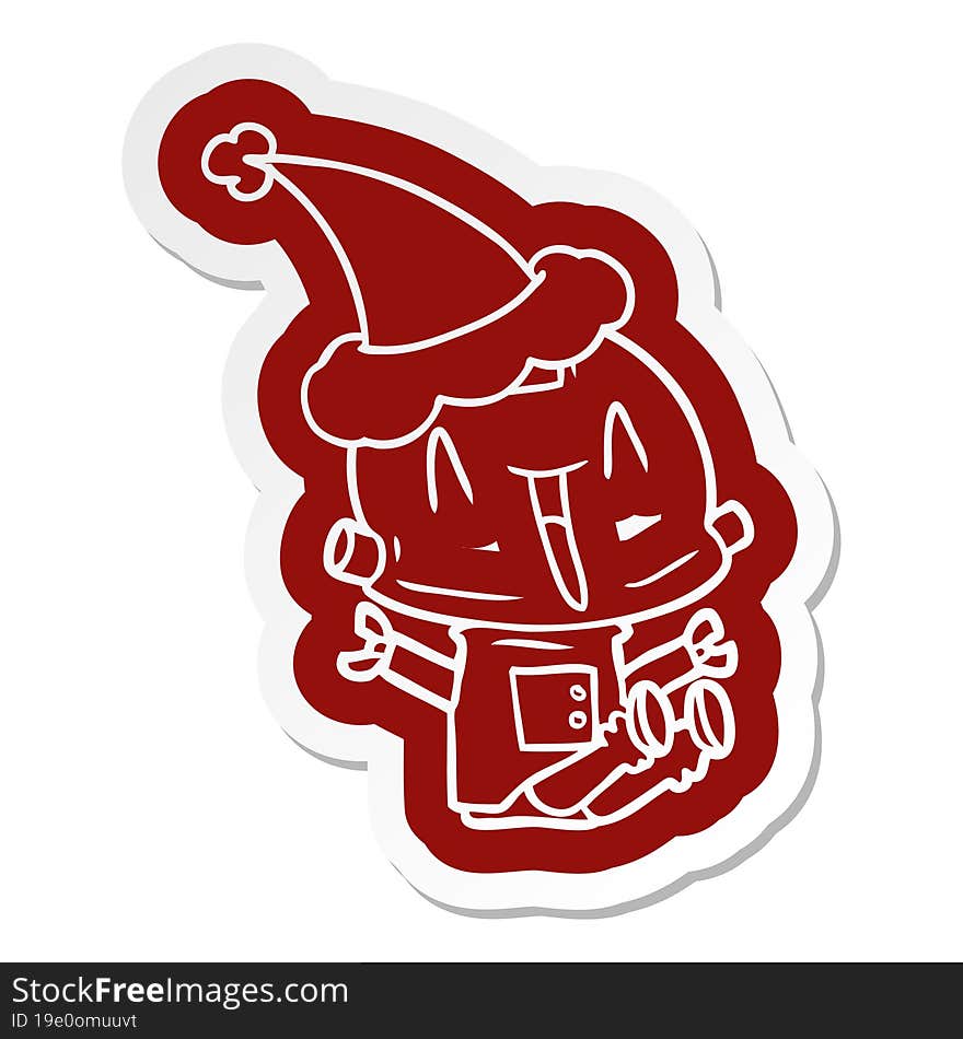 cartoon icon of a robot wearing santa hat