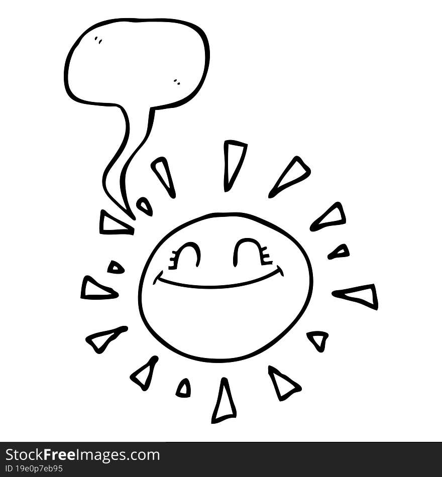 happy speech bubble cartoon sun