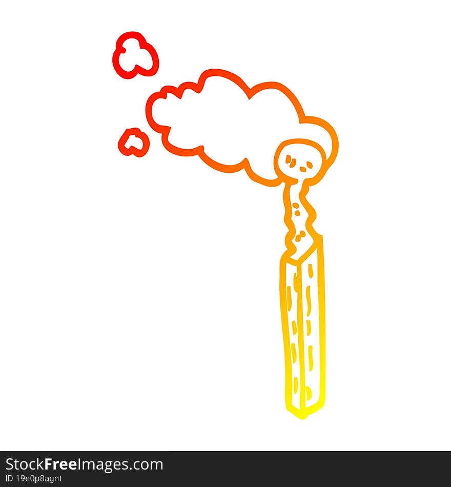 warm gradient line drawing cartoon burnt match