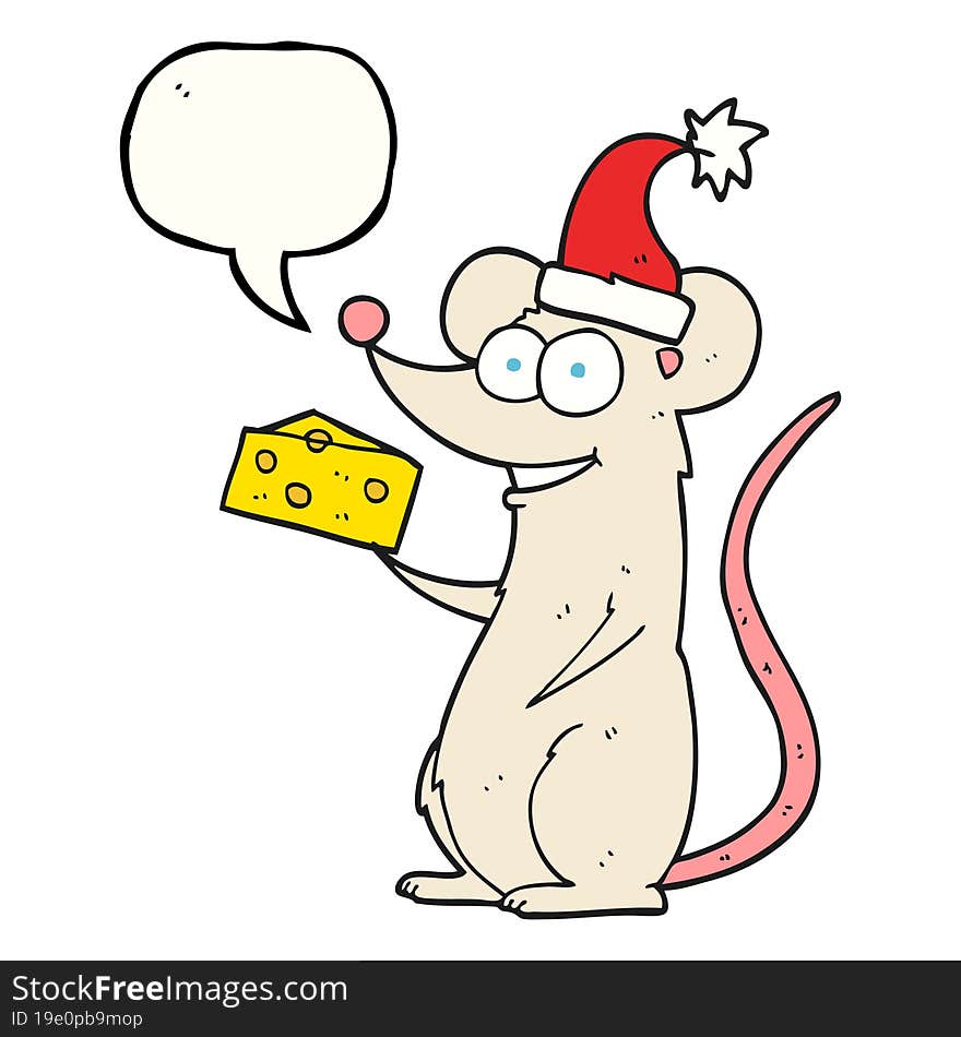 Speech Bubble Cartoon Christmas Mouse