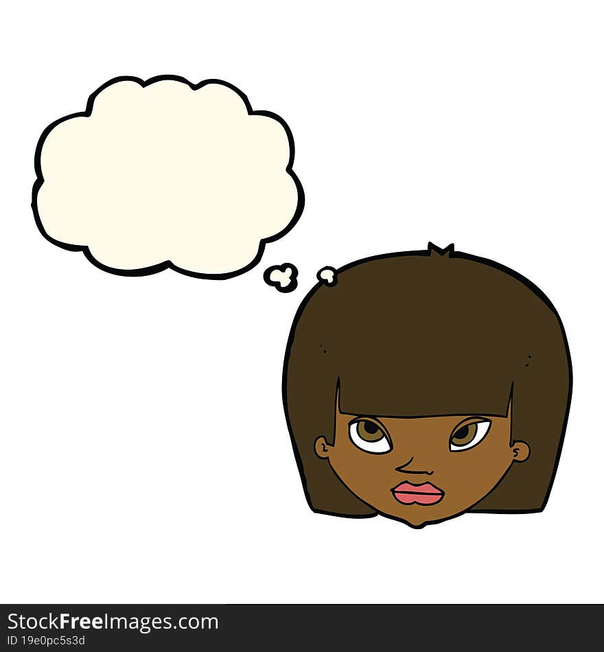 cartoon annoyed woman with thought bubble