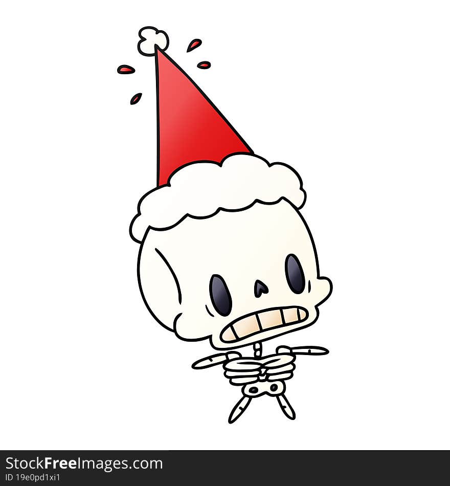 christmas gradient cartoon of kawaii skeleton