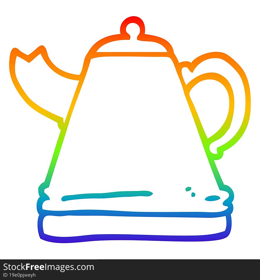 rainbow gradient line drawing of a cartoon kettle