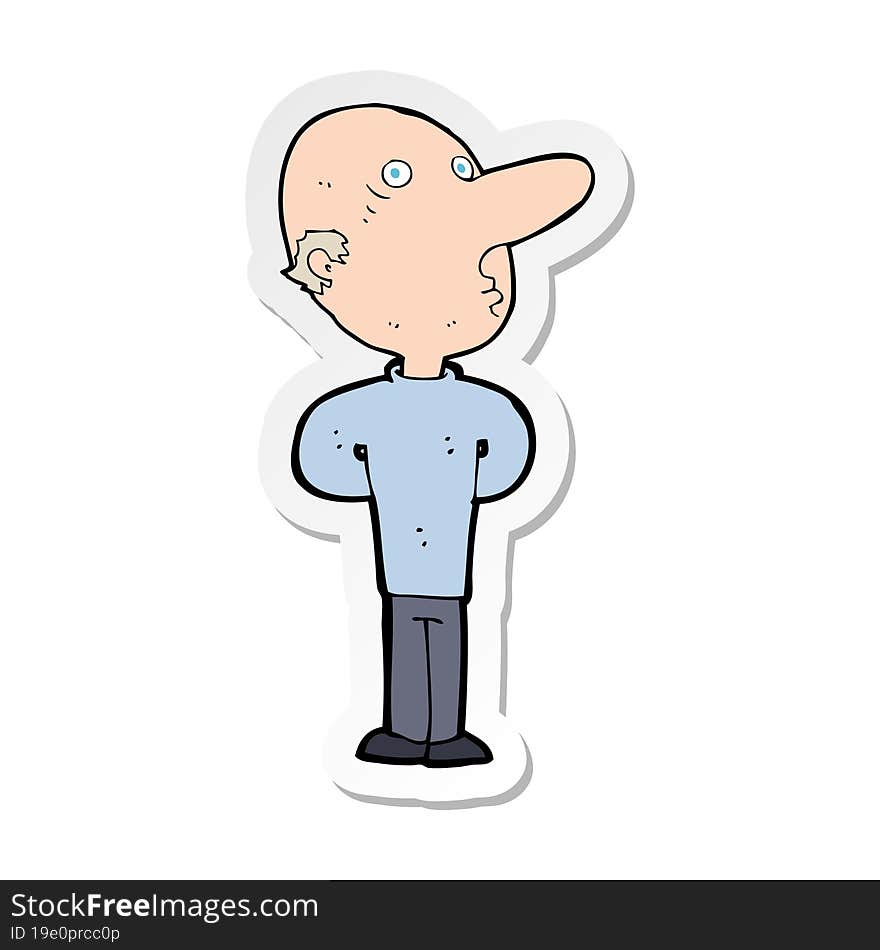 sticker of a cartoon balding man